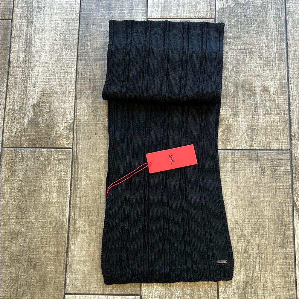 100% Authentic Hugo by Hugo Boss Black Designer Men's Scarf NWT